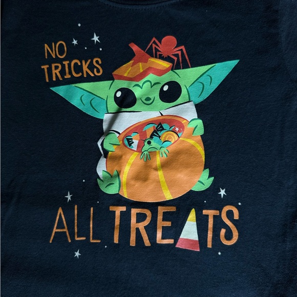 🎃 Star Wars Yoda Halloween “No Tricks, All Treats” 3T Short Sleeve Shirt - Picture 2 of 4